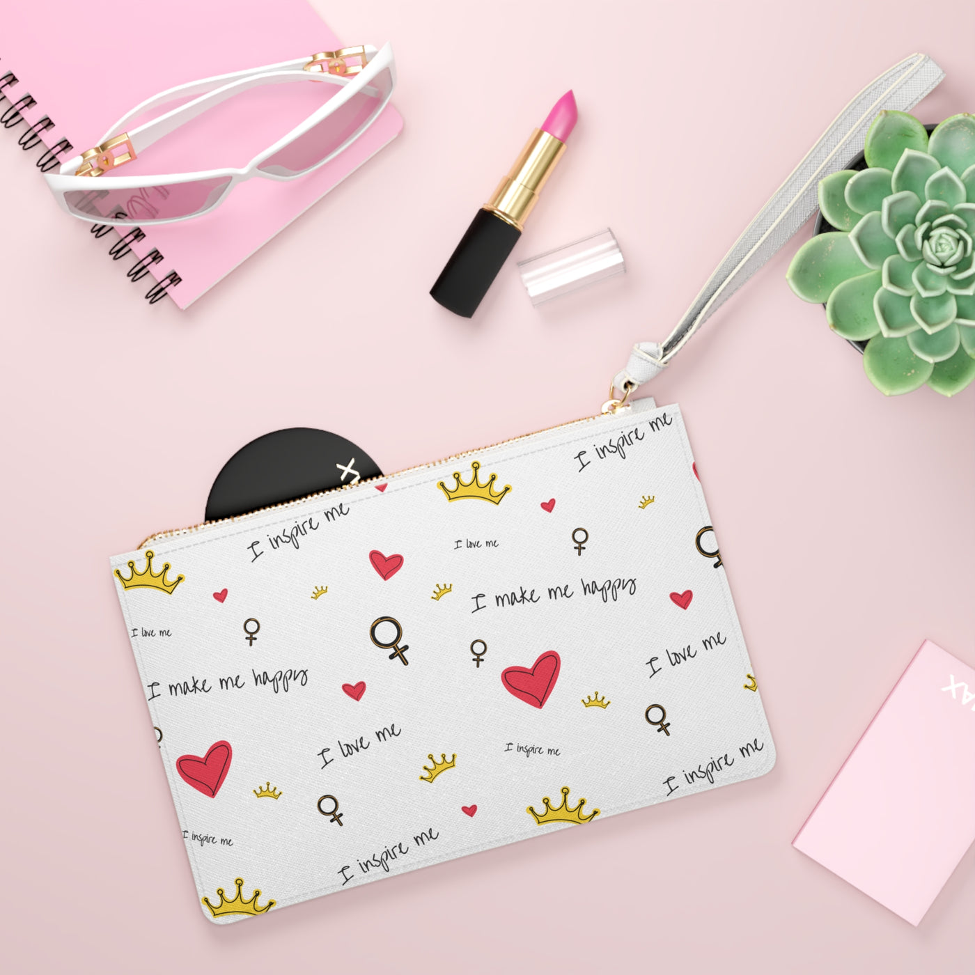 Inspirational Clutch Bag, Empowerment Gift, Self-Love Accessory, Feminine Wallet, Chic Pouch for Women