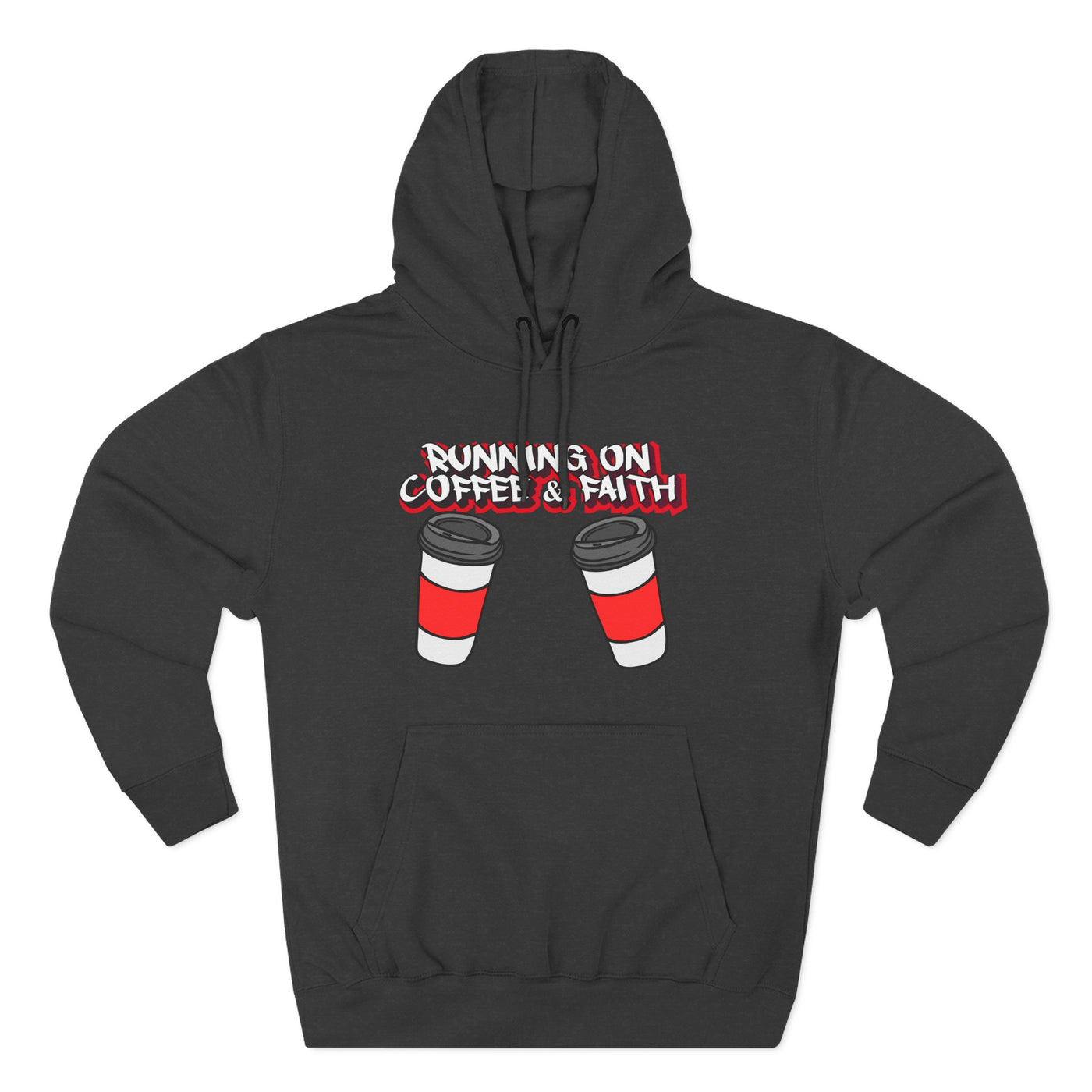 Running on Coffee & Faith Fleece Hoodie - Cozy Pullover for Coffee Lovers