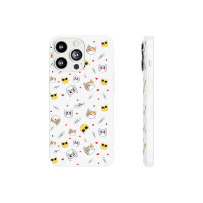 Cute Cat Flexi Phone Case - Adorable Kittens with Hearts and Sunglasses