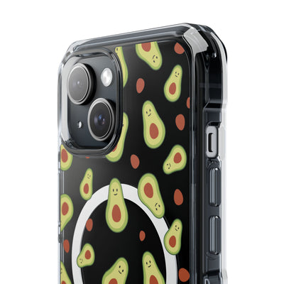 Playful Avocado Magnetic Clear Phone Case - Fun & Quirky Design
