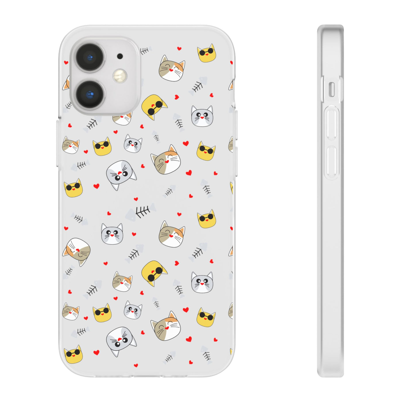 Cute Cat Flexi Phone Case - Adorable Kittens with Hearts and Sunglasses