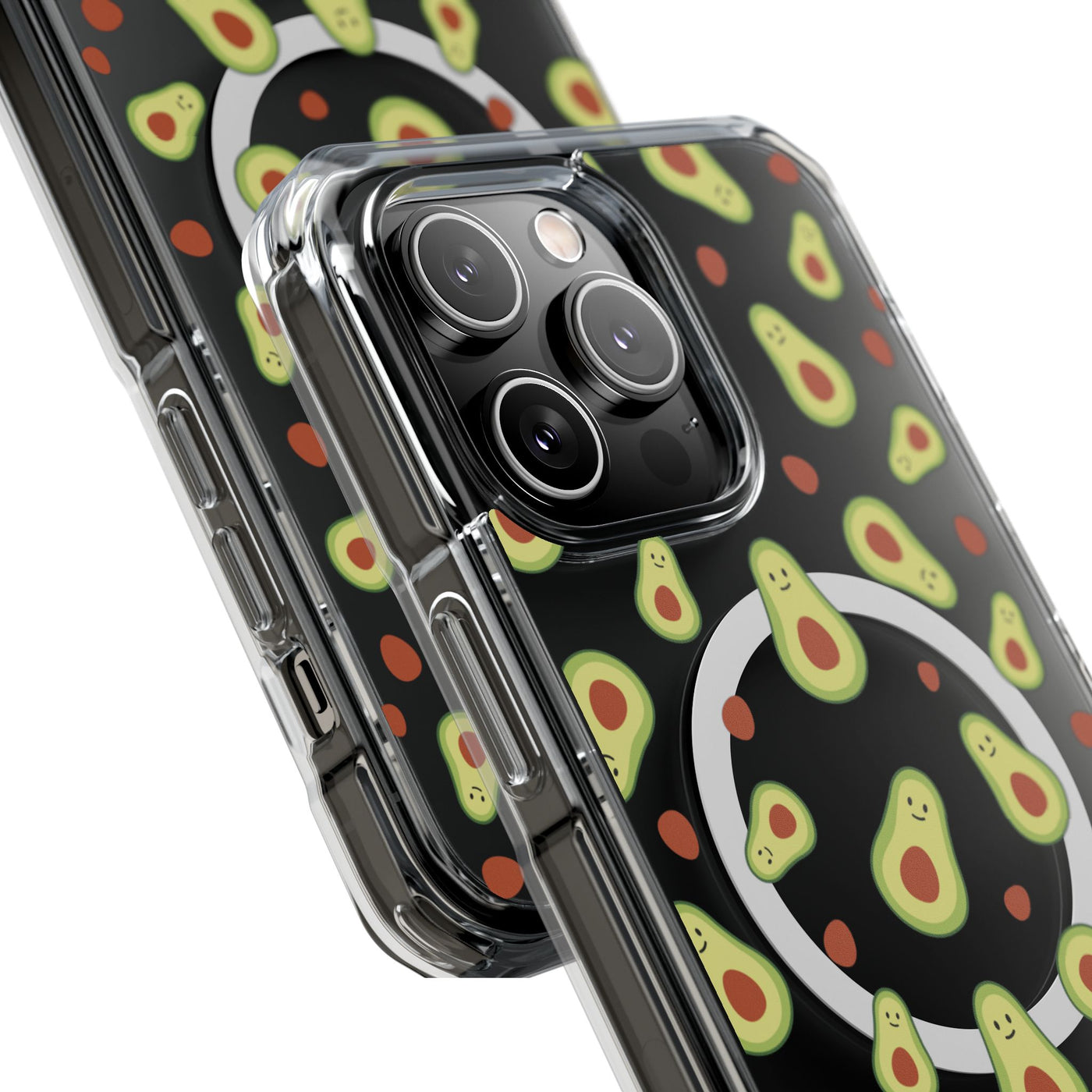 Playful Avocado Magnetic Clear Phone Case - Fun & Quirky Design