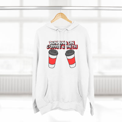 Running on Coffee & Faith Fleece Hoodie - Cozy Pullover for Coffee Lovers