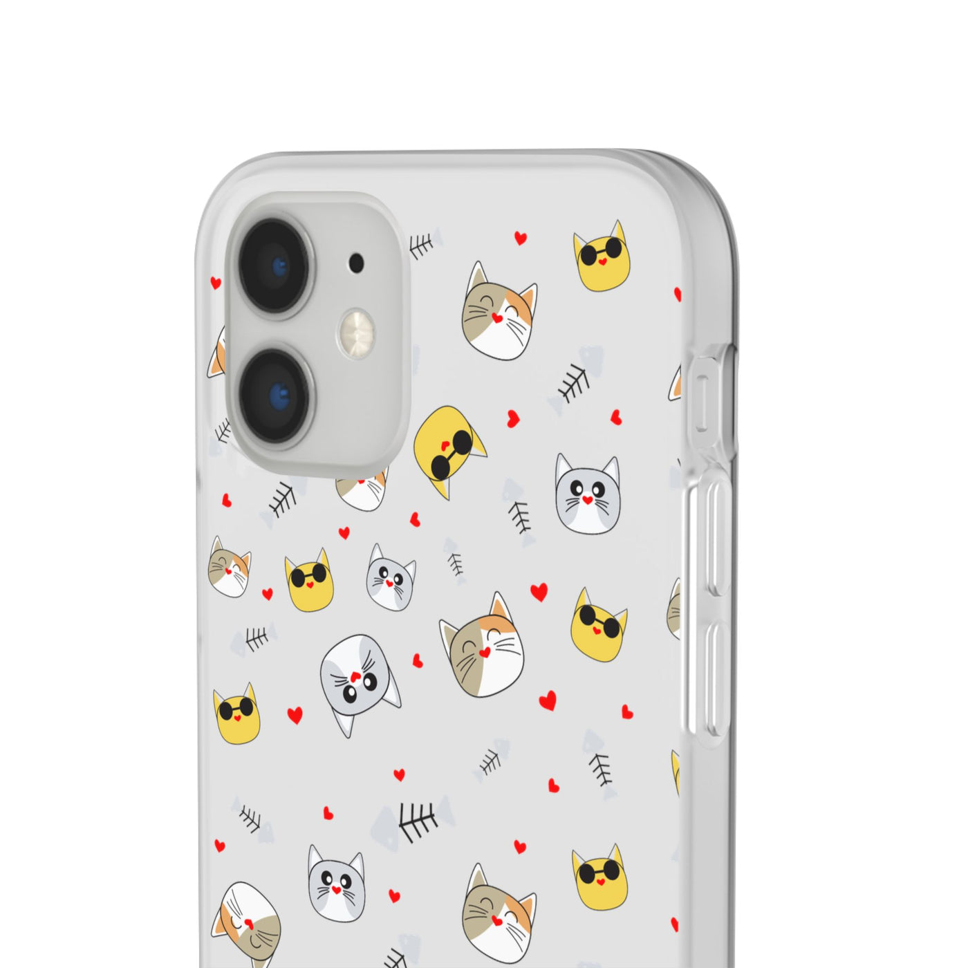 Cute Cat Flexi Phone Case - Adorable Kittens with Hearts and Sunglasses