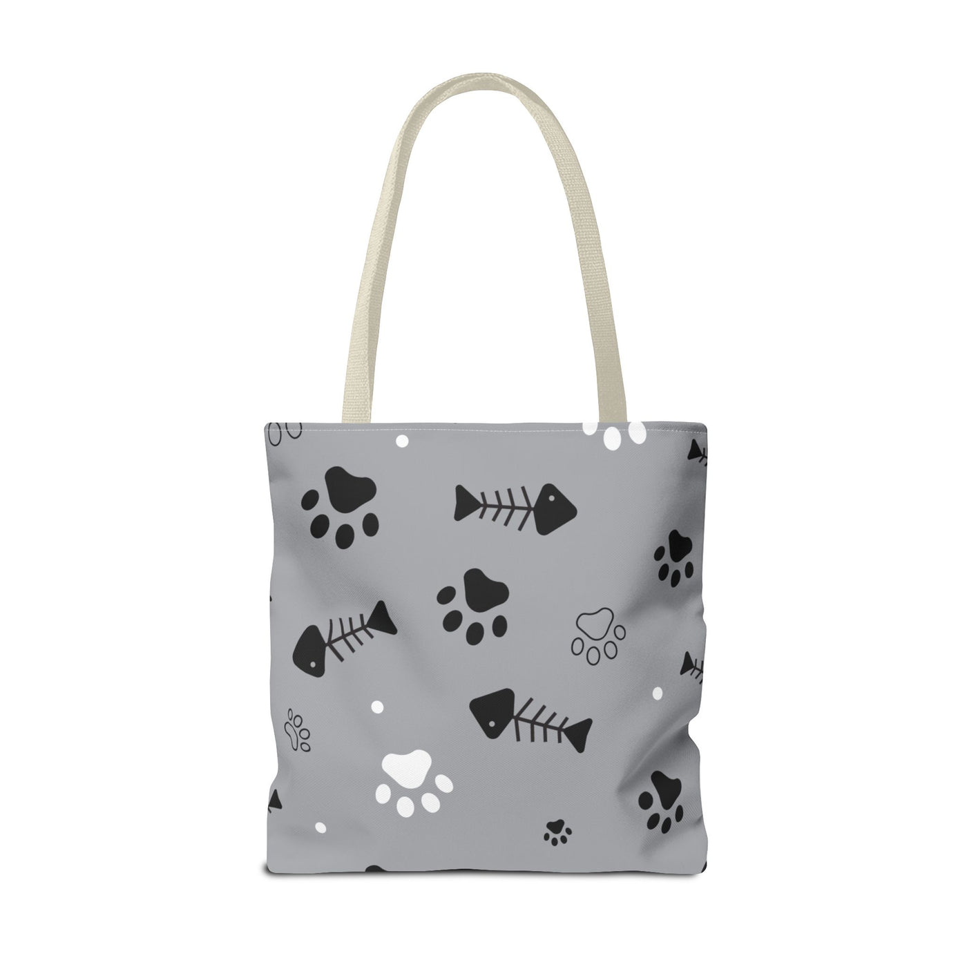 Cute Pet-Themed Tote Bag with Paws and Fish Design