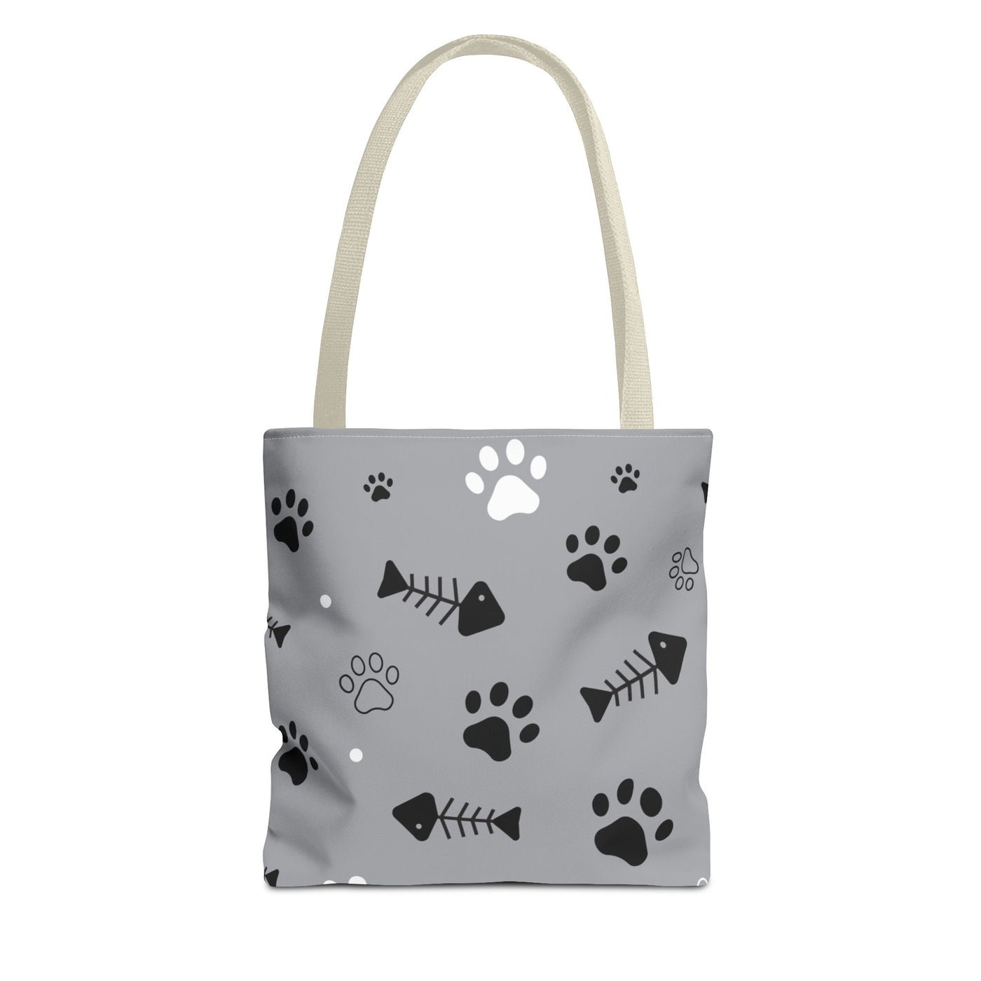 Cute Pet-Themed Tote Bag with Paws and Fish Design