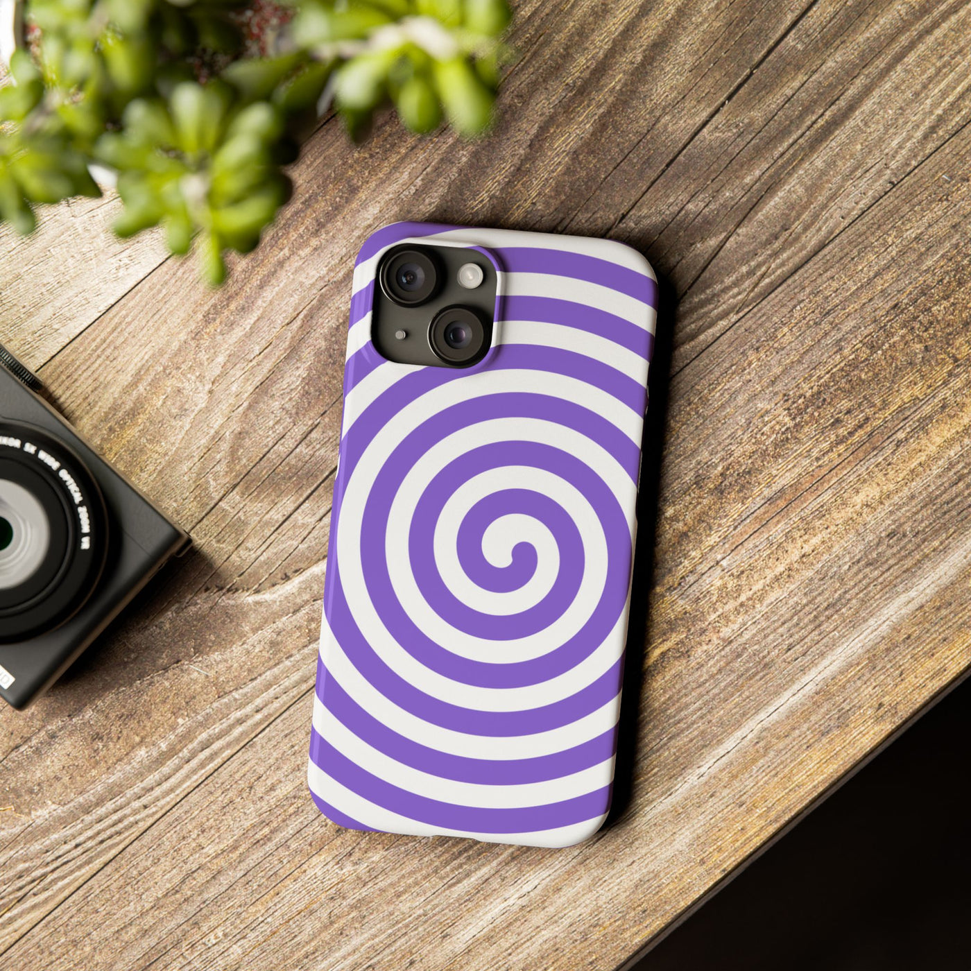 Trendy Purple Spiral Slim Phone Case - Stylish Protection for Your Device