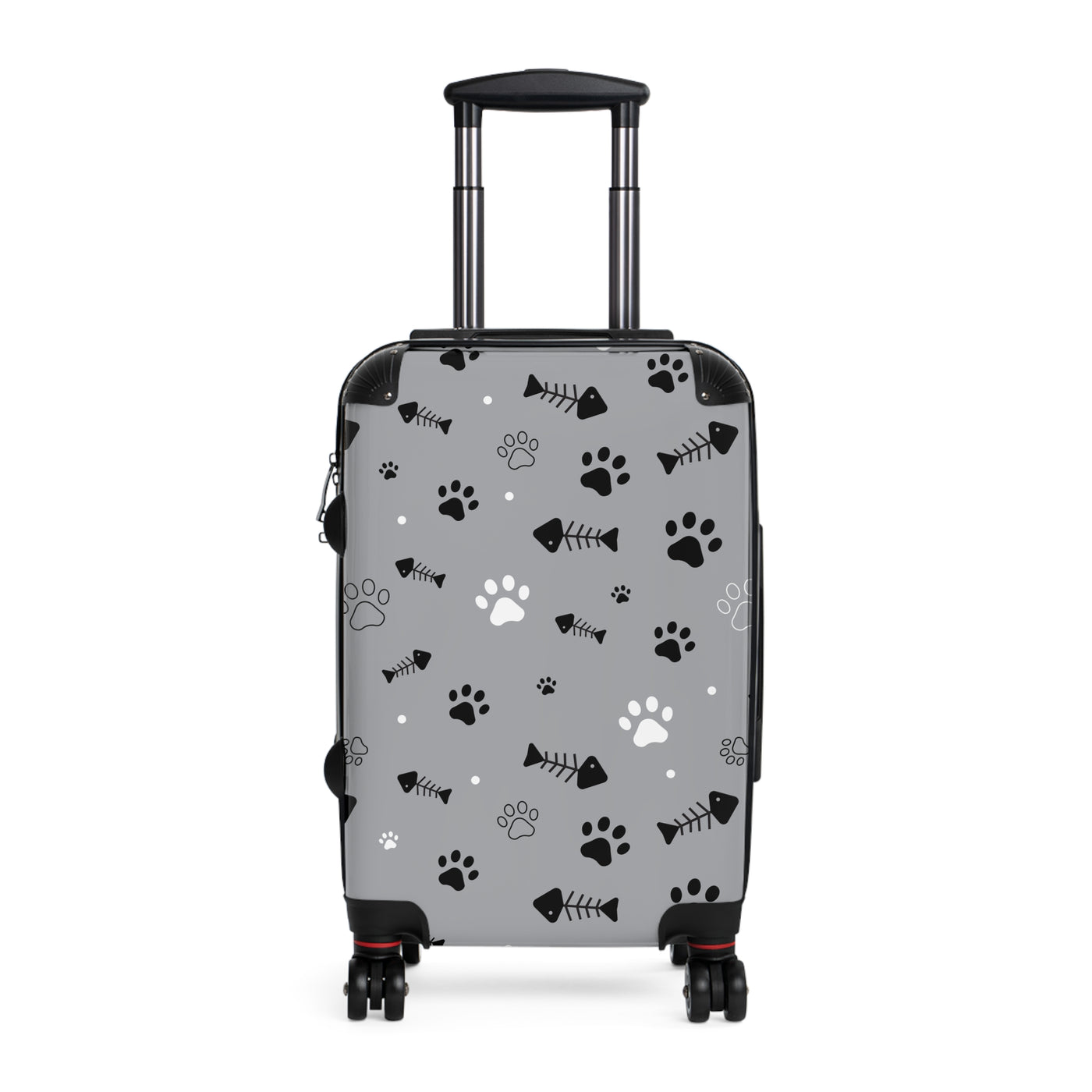 Fun Pet-Themed Suitcase - Cute Paw Prints & Fish Design for Animal Lovers
