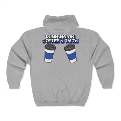 Running on Coffee & Faith Hoodie - Unisex Heavy Blend Full Zip Sweatshirt