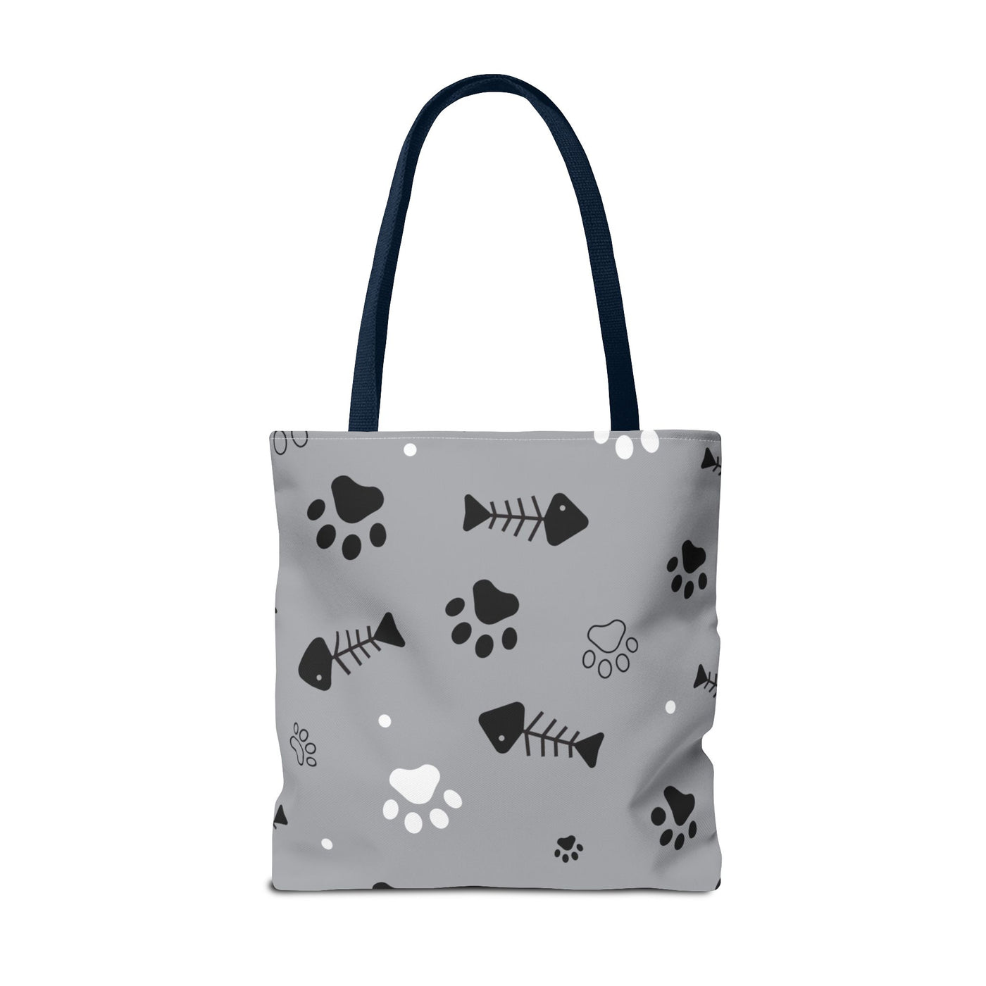 Cute Pet-Themed Tote Bag with Paws and Fish Design