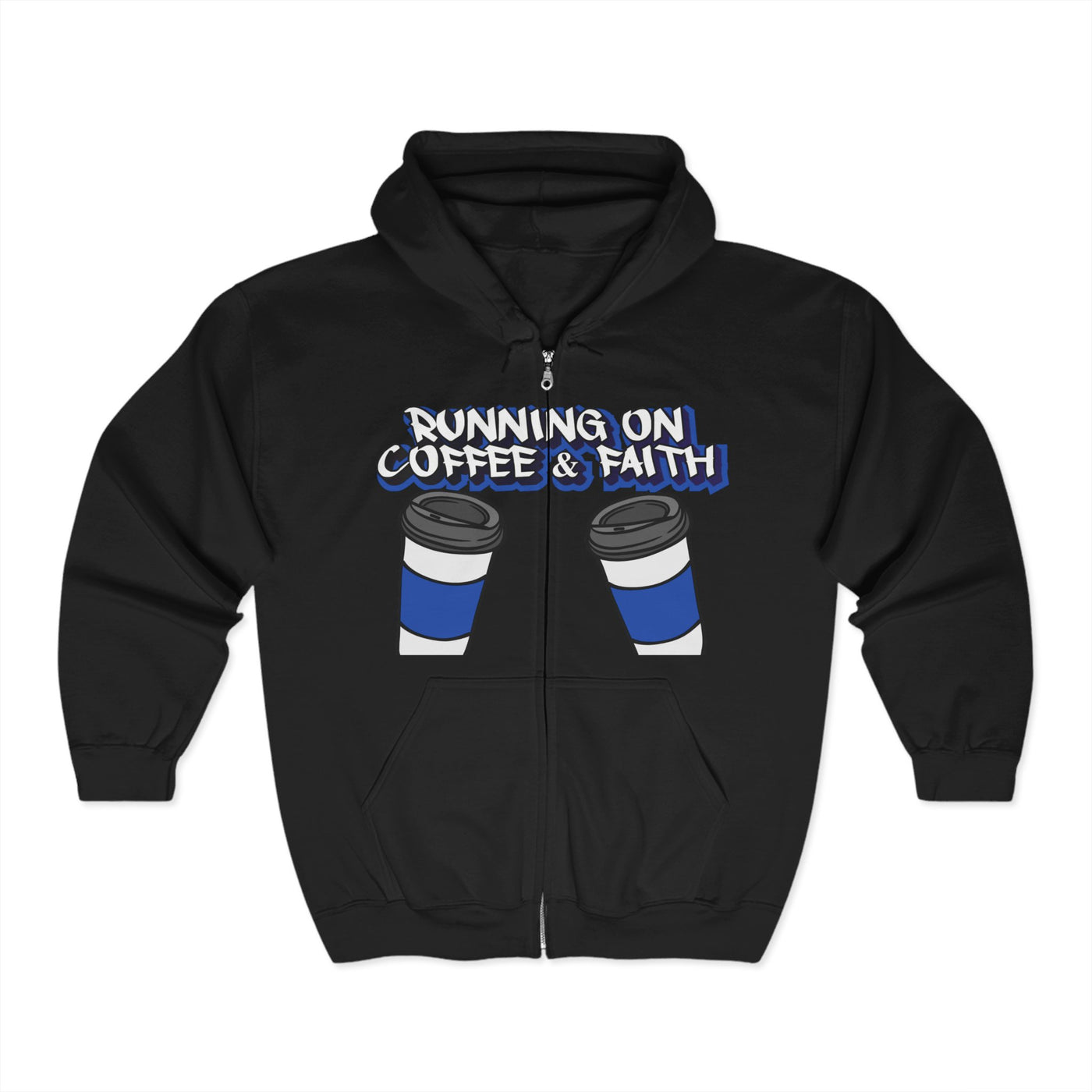 Unisex Zip Hoodie - Running on Coffee & Faith
