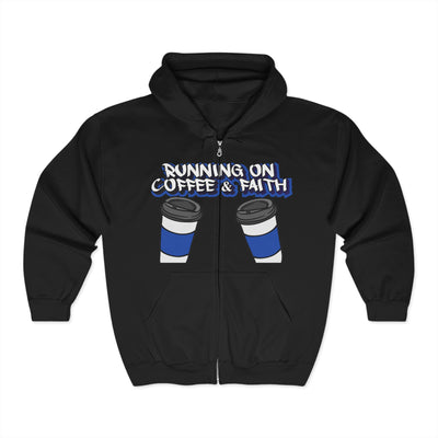 Unisex Zip Hoodie - Running on Coffee & Faith