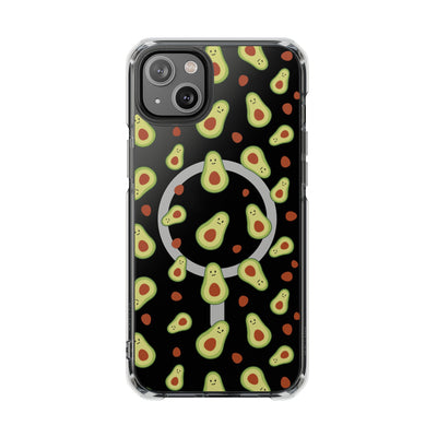 Playful Avocado Magnetic Clear Phone Case - Fun & Quirky Design