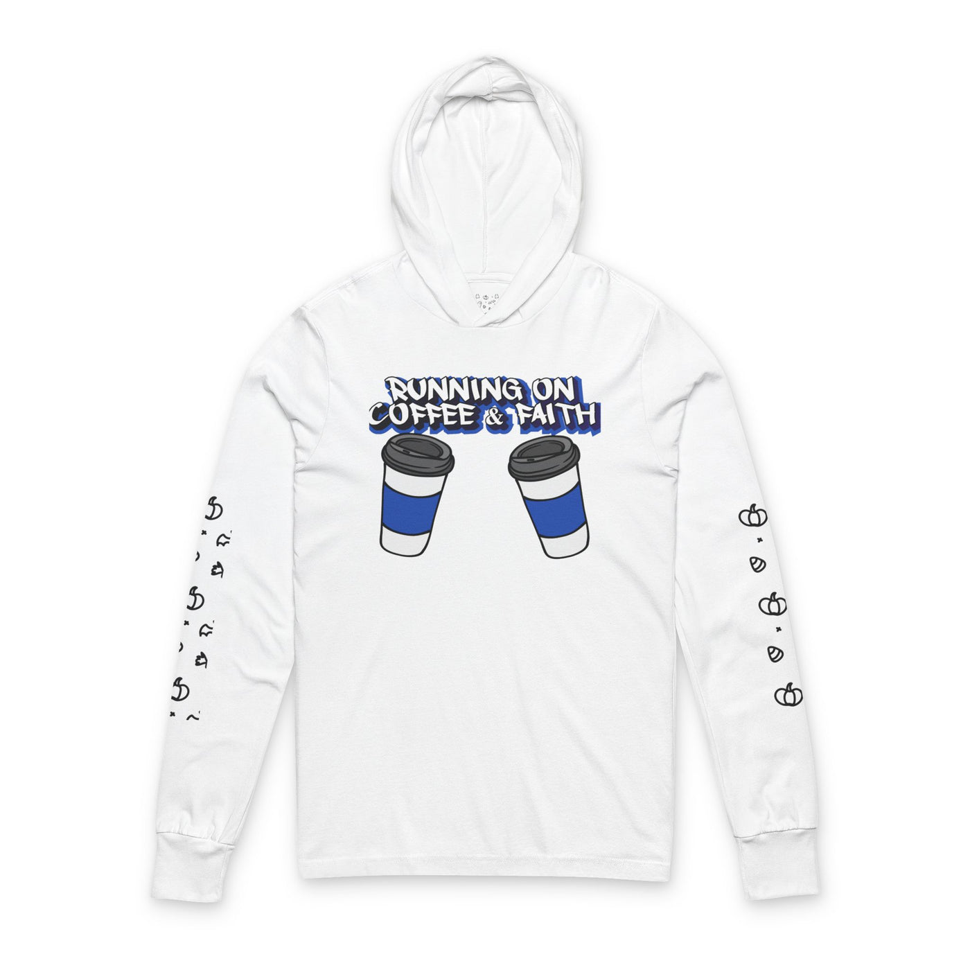 Unisex Hooded Long Sleeve Tee - Running on Coffee & Faith, Cozy Everyday Wear, Perfect for Coffee Lovers, Gift for Friends
