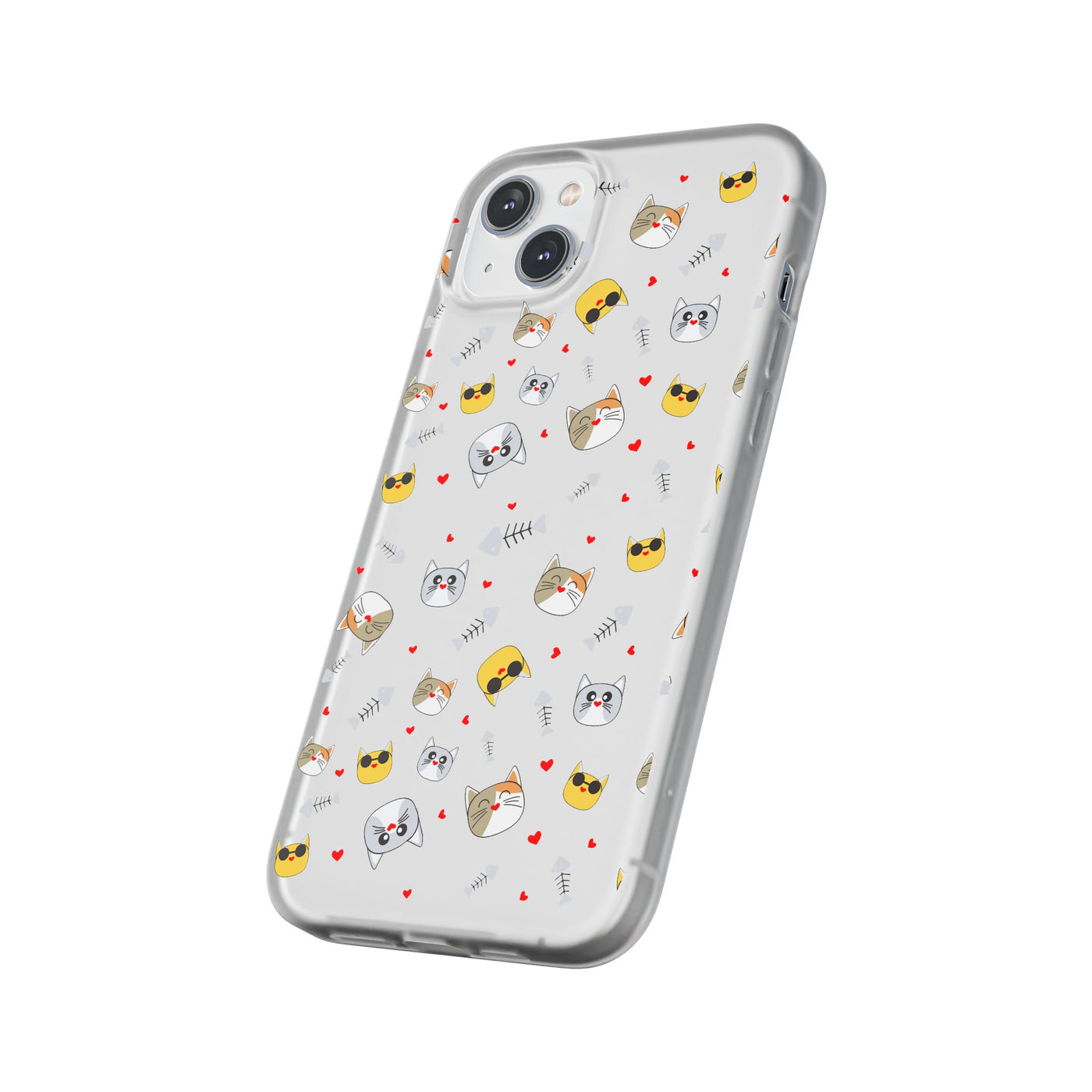Cute Cat Flexi Phone Case - Adorable Kittens with Hearts and Sunglasses