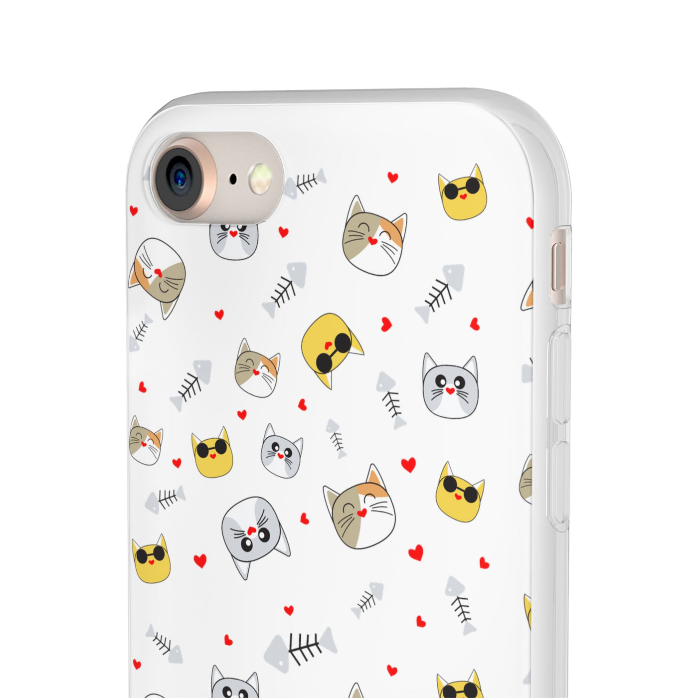 Cute Cat Flexi Phone Case - Adorable Kittens with Hearts and Sunglasses