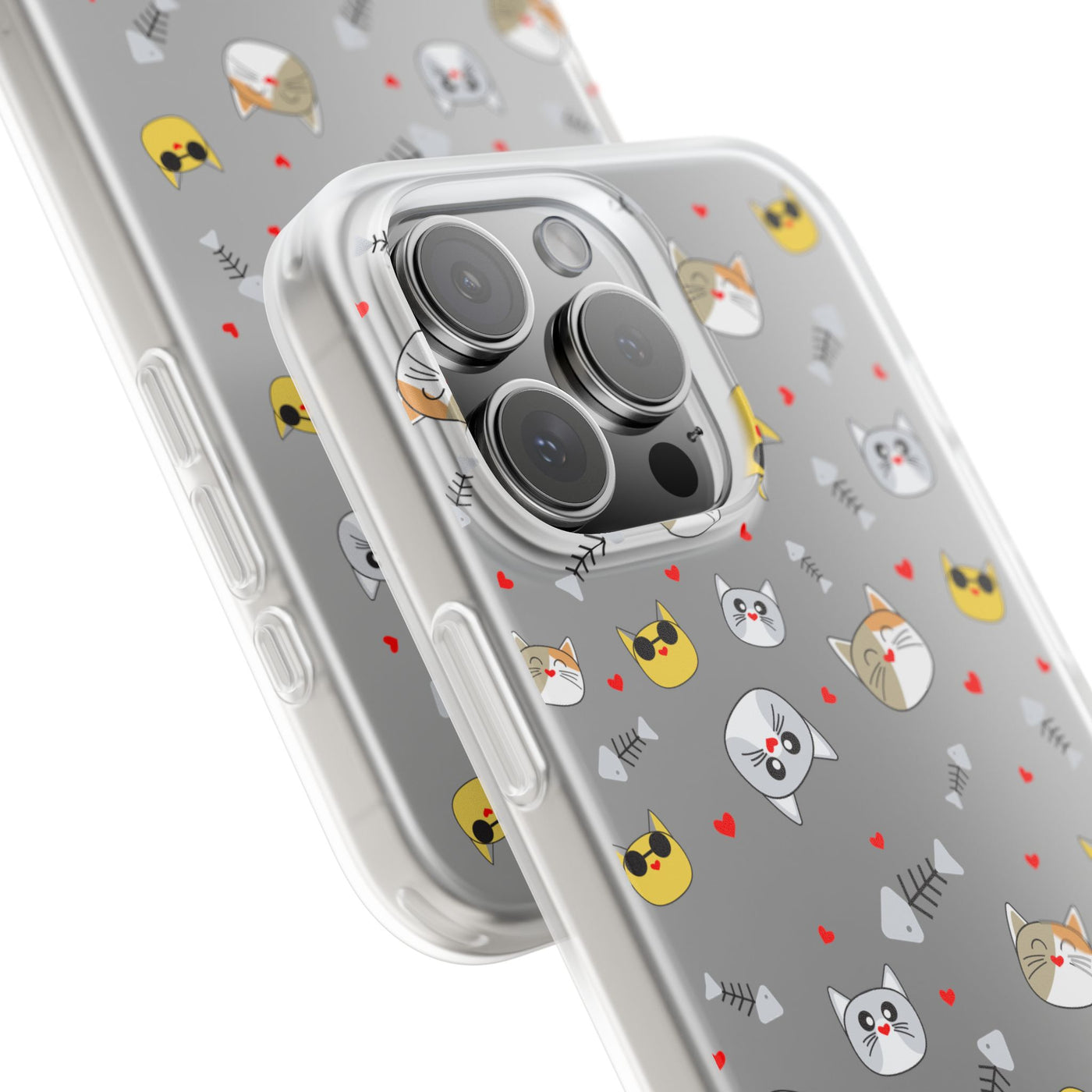Cute Cat Flexi Phone Case - Adorable Kittens with Hearts and Sunglasses