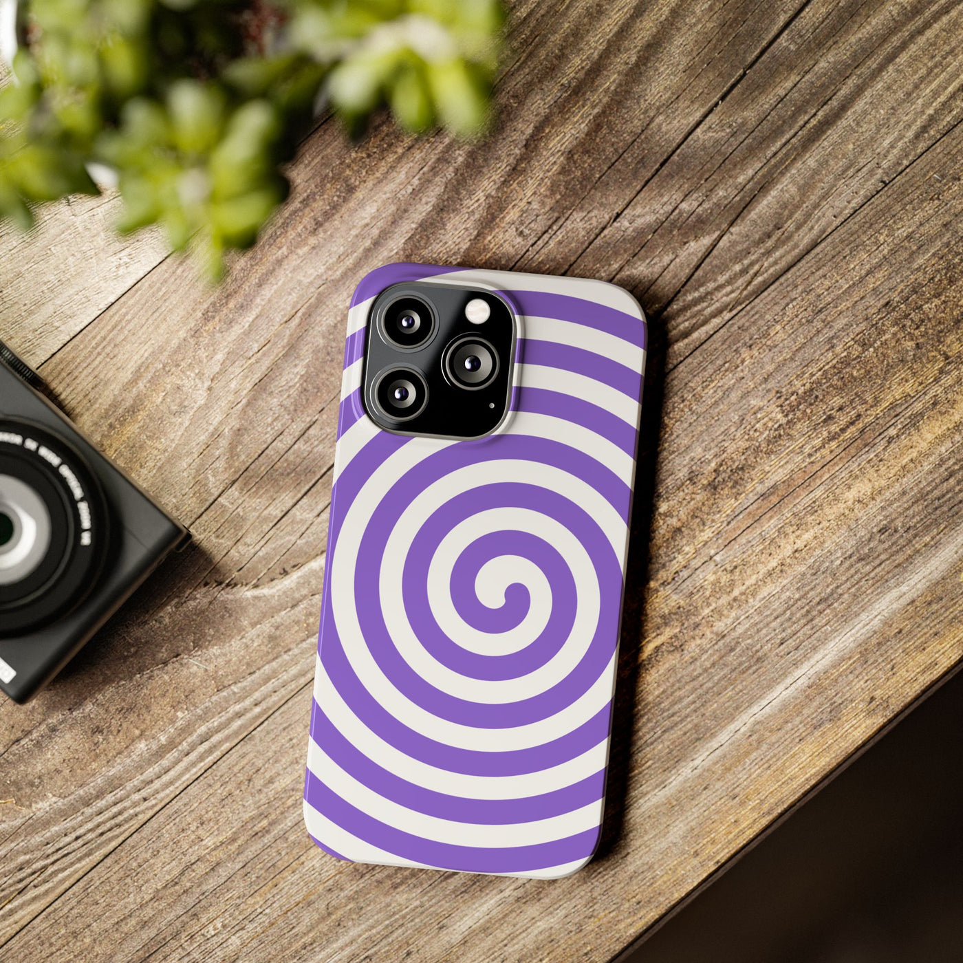 Trendy Purple Spiral Slim Phone Case - Stylish Protection for Your Device