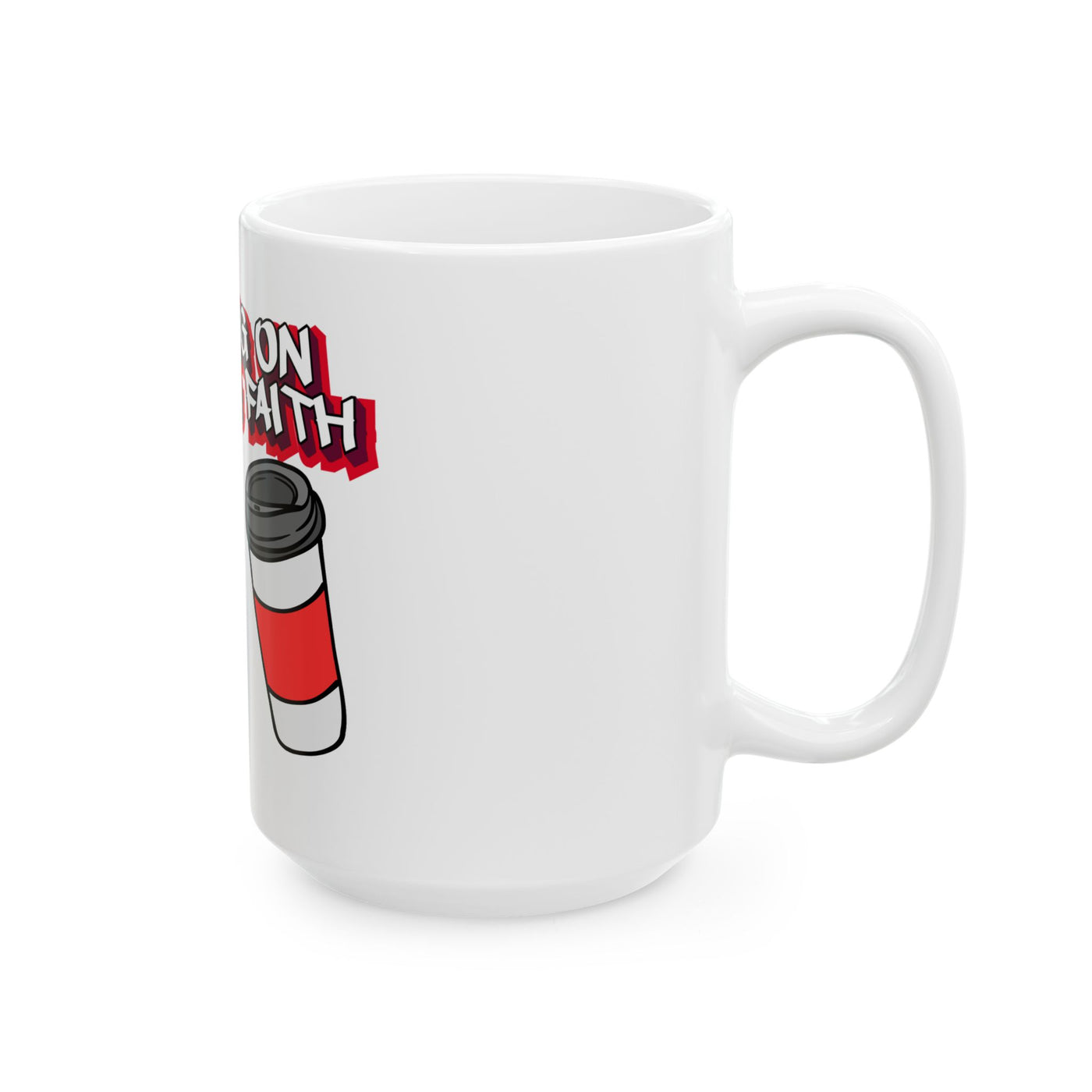 Running on Coffee & Faith Ceramic Mug - 11oz & 15oz, Inspirational Coffee Cup for Daily Motivation