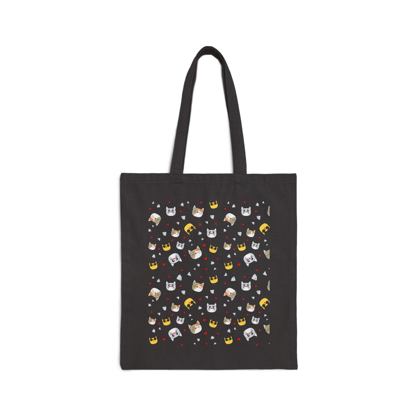 Cute Cat Pattern Cotton Canvas Tote Bag - Eco-Friendly, Reusable Shopping Bag for Cat Lovers