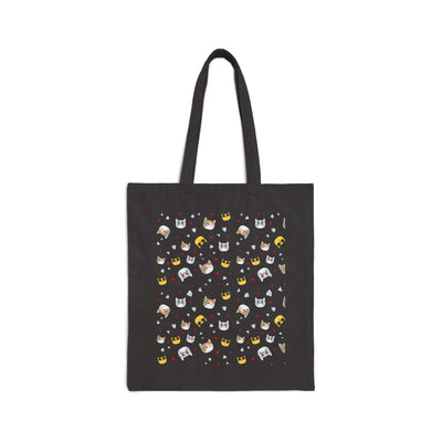 Cute Cat Pattern Cotton Canvas Tote Bag - Eco-Friendly, Reusable Shopping Bag for Cat Lovers