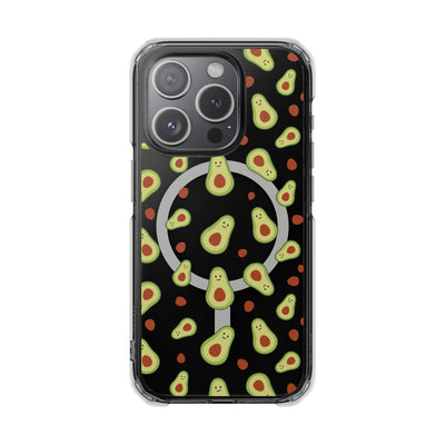 Playful Avocado Magnetic Clear Phone Case - Fun & Quirky Design