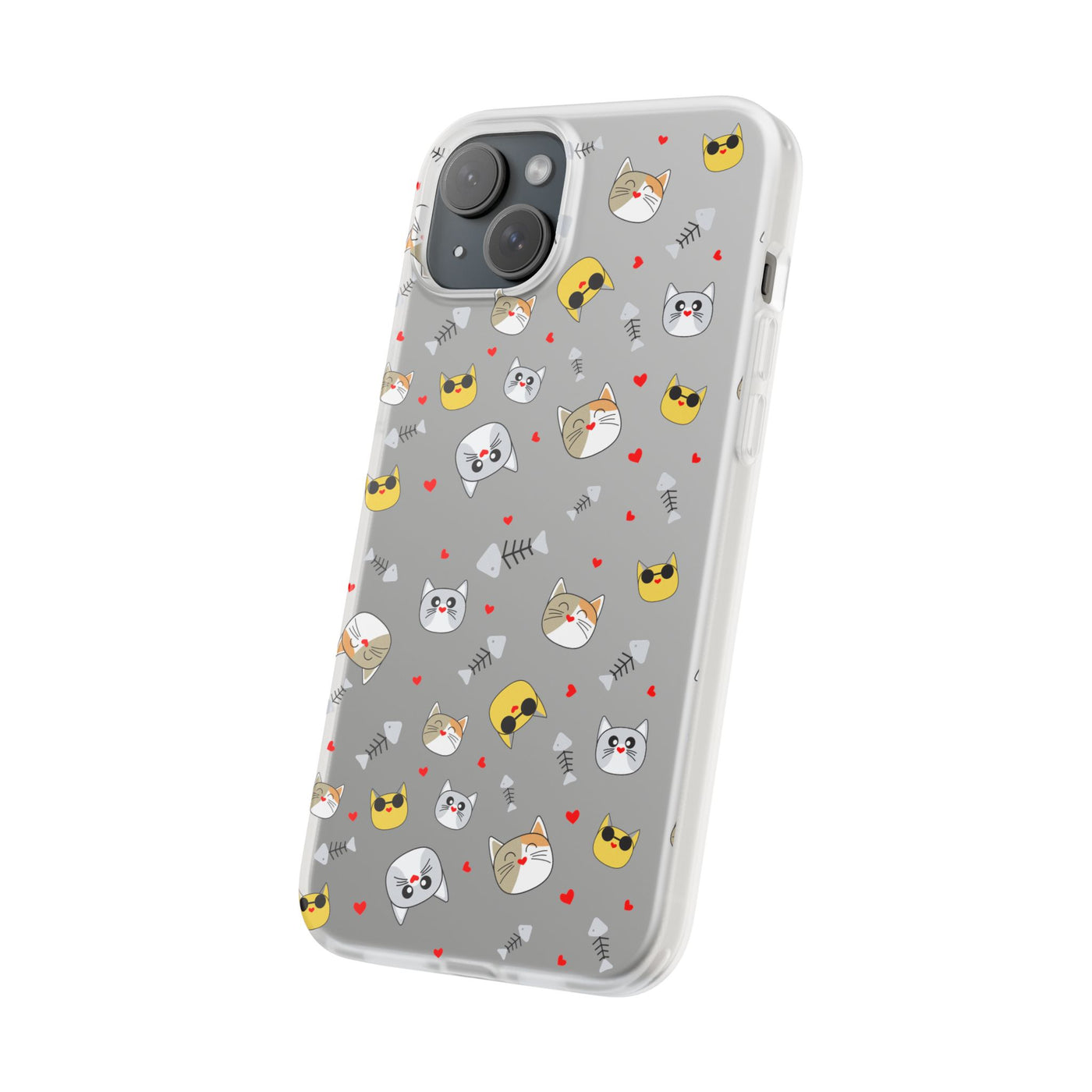Cute Cat Flexi Phone Case - Adorable Kittens with Hearts and Sunglasses
