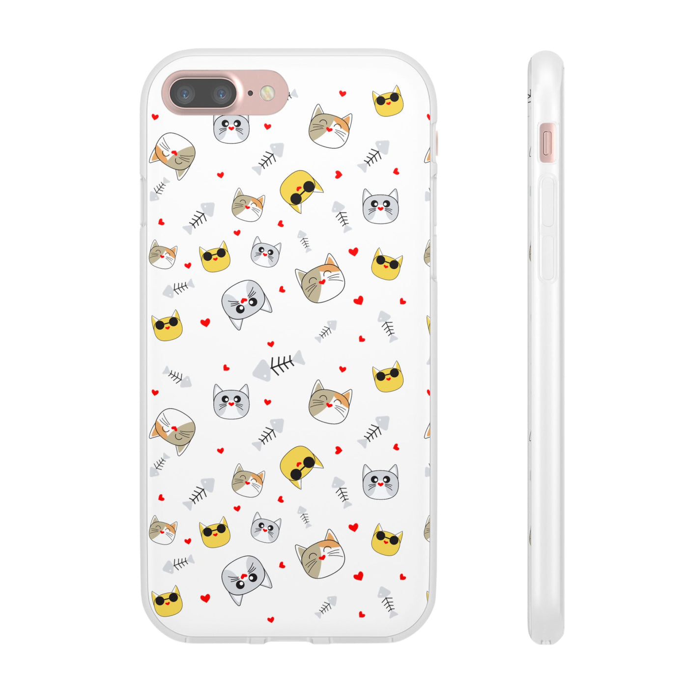 Cute Cat Flexi Phone Case - Adorable Kittens with Hearts and Sunglasses