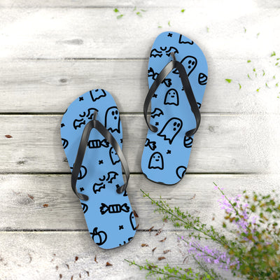 Fun Halloween Flip Flops - Ghosts and Bats Design