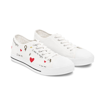 Empowering Women's Low Top Sneakers - 'I Love Me' Design