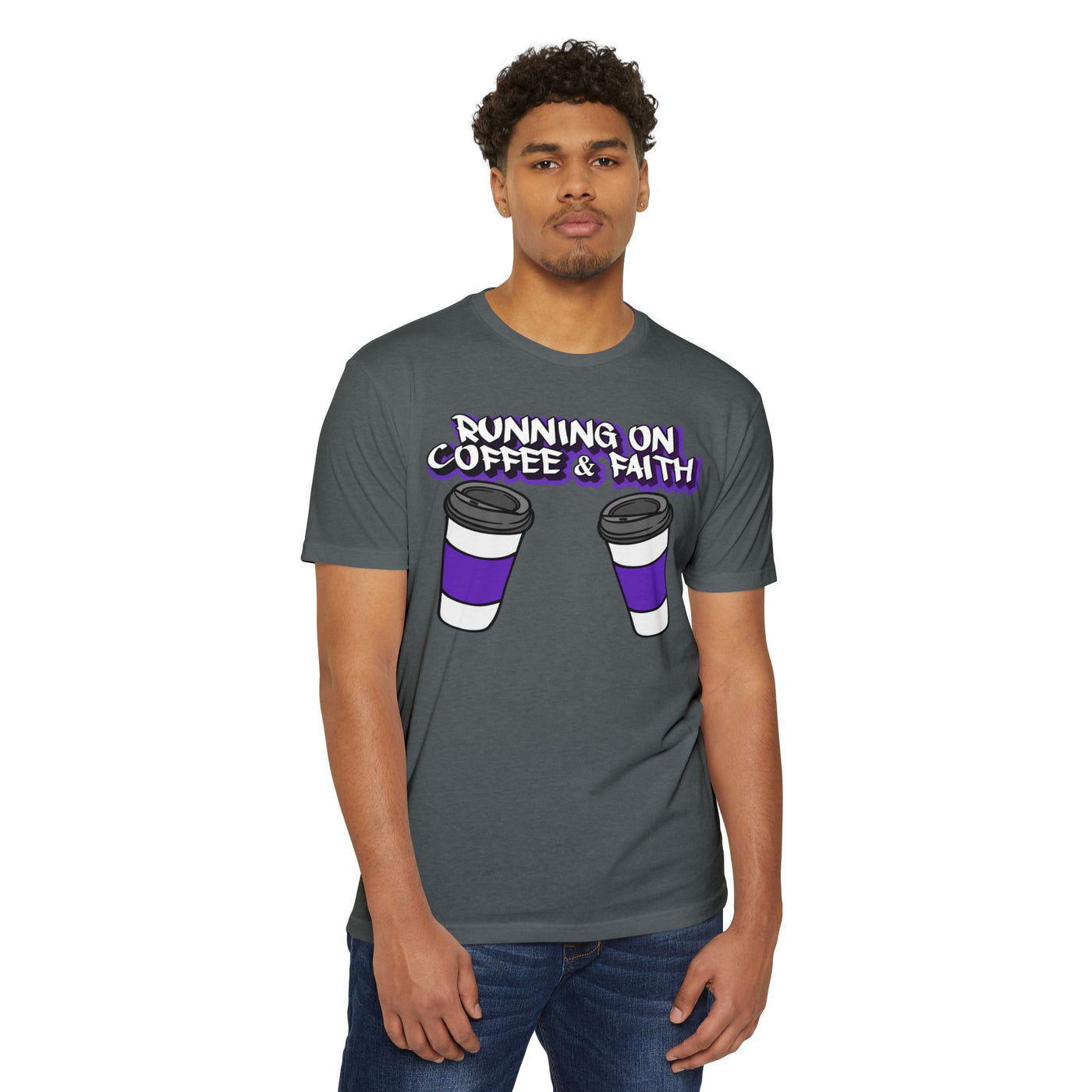 Running on Coffee & Faith Unisex T-Shirt - Casual Tee for Coffee Lovers