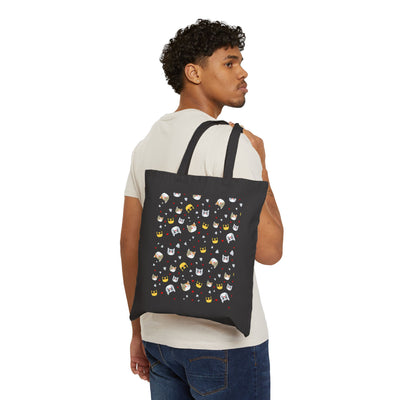 Cute Cat Pattern Cotton Canvas Tote Bag - Eco-Friendly, Reusable Shopping Bag for Cat Lovers