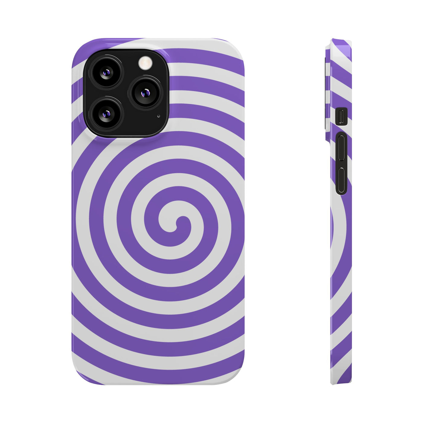 Trendy Purple Spiral Slim Phone Case - Stylish Protection for Your Device