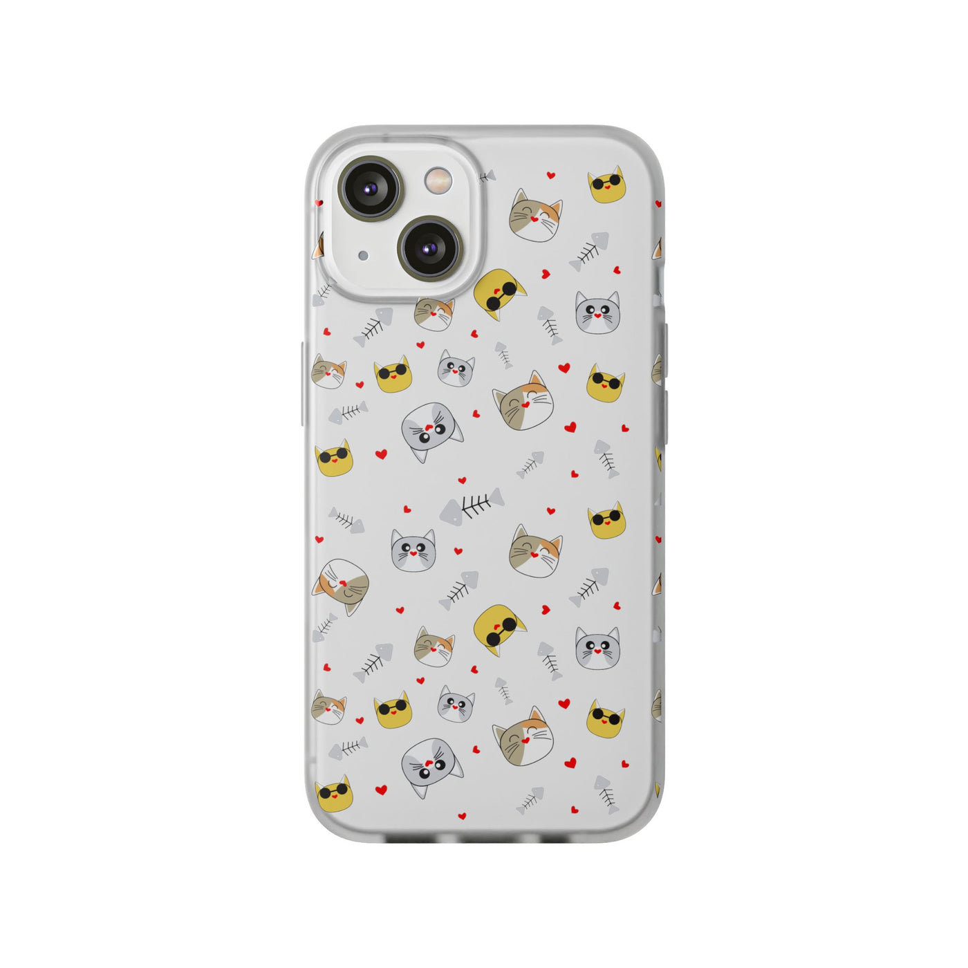 Cute Cat Flexi Phone Case - Adorable Kittens with Hearts and Sunglasses