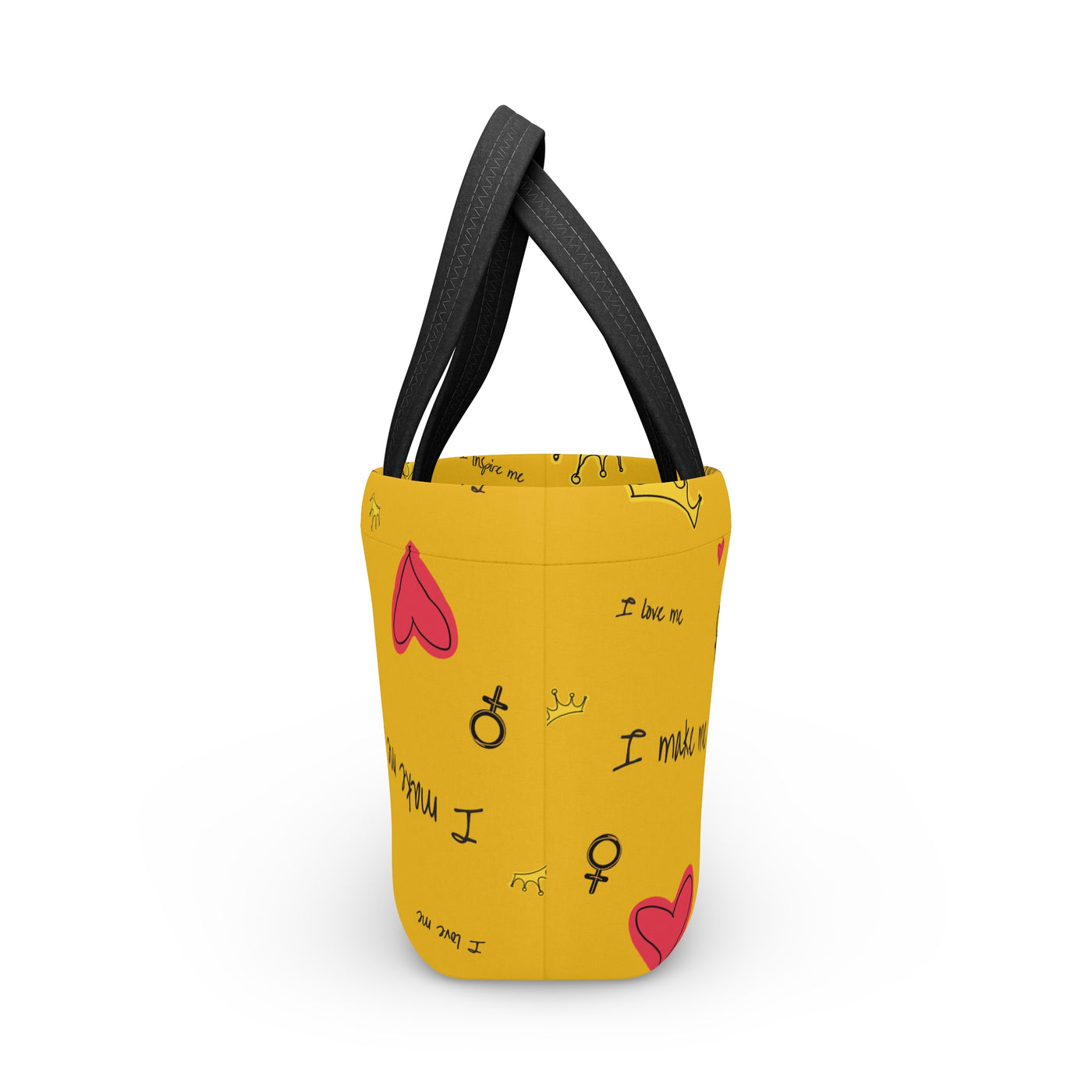 Happy Vibes Lunch Bag - Fun Yellow Tote for Daily Meals
