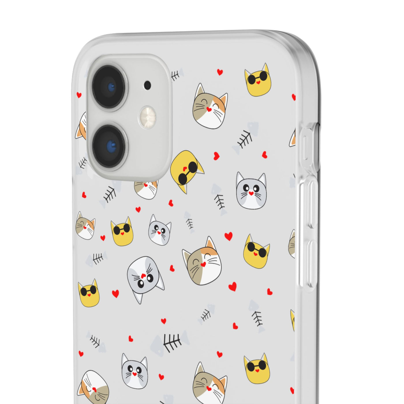 Cute Cat Flexi Phone Case - Adorable Kittens with Hearts and Sunglasses